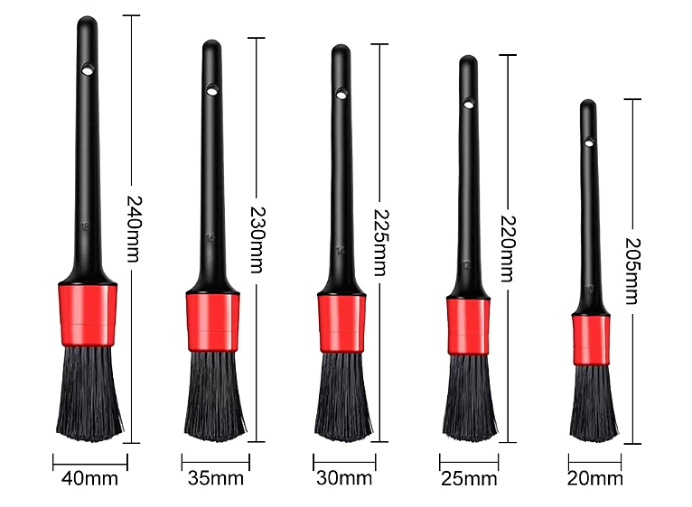 Detailingové štětce na čištění a detailing vozidla - 5 ks